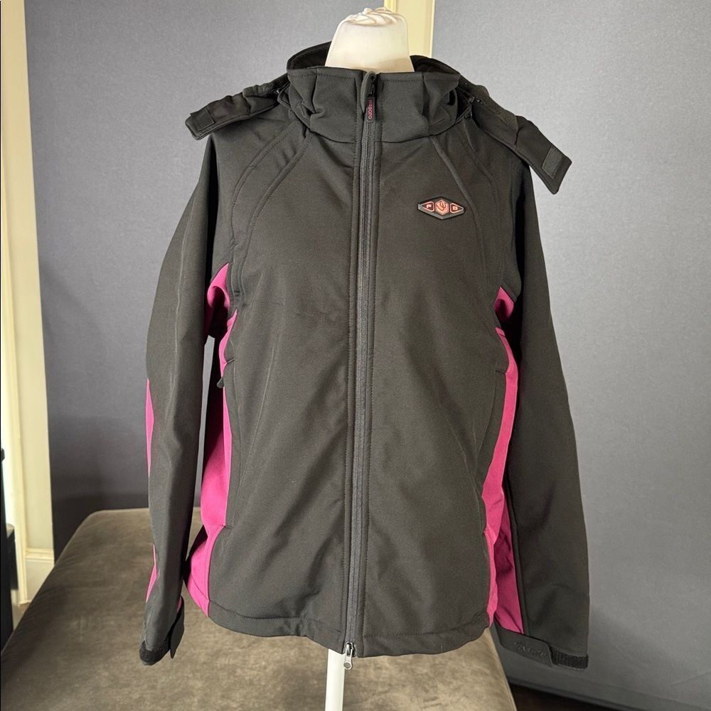 Wasoto Women’s Black Heated Zip Front Hooded Jacket Battery Pack Size M NWT